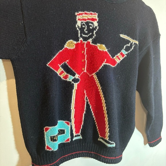 MEXX Sz L Bell Boy Travel Suitcase Wool Blend  Short Rolled Neckline Sweater - Picture 3 of 8